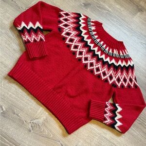 Lucky Brand Red Patterned Women's Sweater-Size M